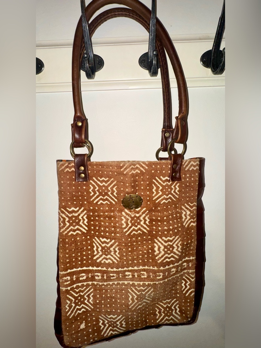 Kauli Handcrafted Tanzanian Fabric and Leather Tote Bag